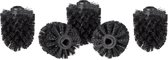 reserve toiletborstelkop - set van 5 - 12 mm schroefdraad - diameter 8 cm - zwart