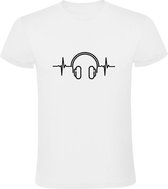 Koptelefoon | Heren T-shirt | Wit | Muziek | Liefhebber | Hartslag | Ritme
