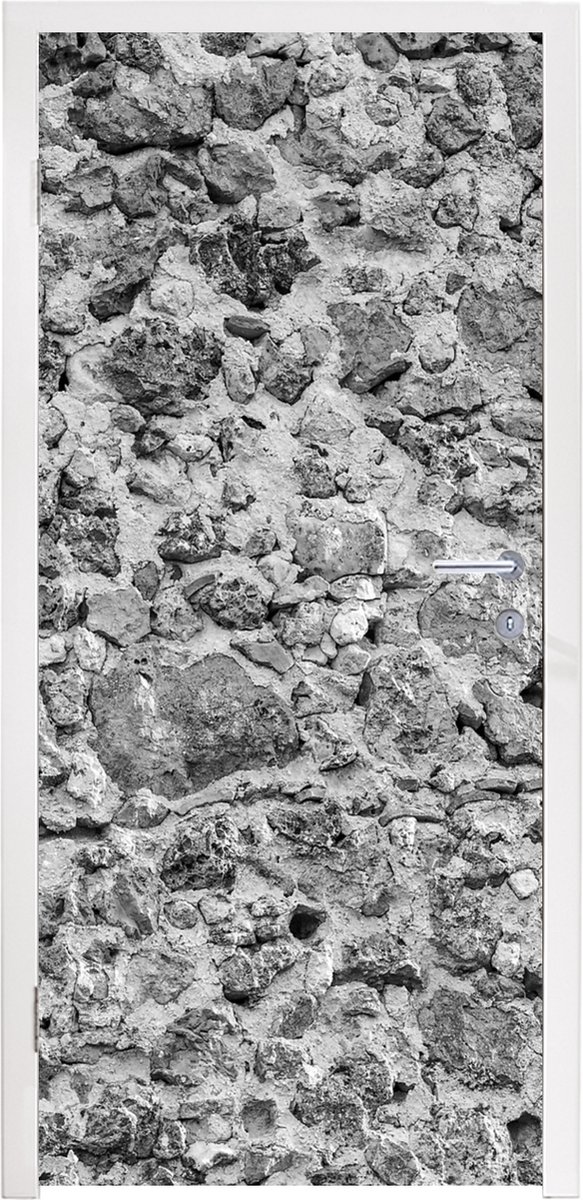 Afbeelding van product StickerSnake  Deursticker Stenen muur van stenen - 85x215 cm - Deurposter