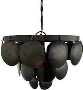 Hanglamp  - metalen lamp - ronde schijven  - 40 cm rond - verweerd zwart - trendy  -  H25cm