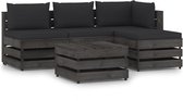 Decoways - 5-delige Loungeset met kussens grijs geïmpregneerd hout