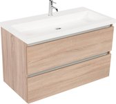 Saqu Gaia Slimline badmeubelset 100x40cm 1 kraangat Bardolino Eiken