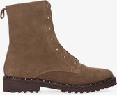 Tango | Bee 5135-f x AC taupe suede blind closure boot with gold studs - dark brown sole/studs | Maat: 38