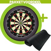 Winmau Blade 6 + Rubberen Dartmat 90*300 + Dartbordverlichting Basic (Lime)