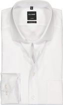 OLYMP Luxor modern fit overhemd - mouwlengte 7 - wit twill - Strijkvrij - Boordmaat: 43