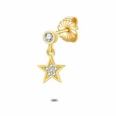 Twice As Nice Oorbel per stuk in 18kt verguld zilver, 1 zirkonia en ster