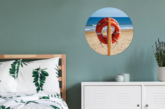 WallCircle - Wandcirkel ⌀ 60 - Boei - Strand - Reddingsboei - Ronde schilderijen woonkamer - Wandbord rond - Muurdecoratie cirkel - Kamer decoratie binnen - Wanddecoratie muurcirkel - Woonaccessoires