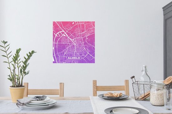 Stickers Stickers muraux - Plan de la ville - Almelo - Violet - Pays- Nederland - 80x80 cm - Feuille adhésive - Carte