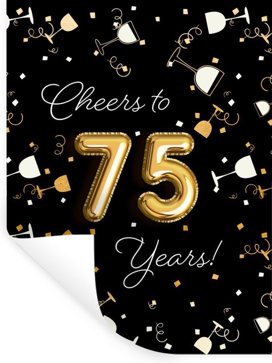 Stickers muraux - Film autocollant - Anniversaire - 75 ans - Or - 60x80 cm - Film adhésif - Stickers muraux muraux Chambre d'enfant - Papier peint autocollant - Papier peint autocollant - Film autocollant