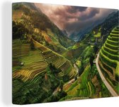 Canvas Schilderij Rijstterrassen in Vietnam - 40x30 cm - Wanddecoratie
