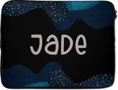 Laptophoes 15.6 inch - Jade - Pastel - Meisje - Laptop sleeve - Binnenmaat 39,5x29,5 cm - Zwarte achterkant