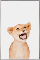 JUNIQE - Poster met kunststof lijst Lion Cub -40x60 /Bruin