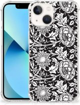 Coque de téléphone iPhone 13 mini Coque arrière Coque en Siliconen avec bord transparent Zwart Fleurs