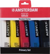 Standard primary set 5 kleuren 120 ml tubes acrylverf