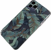 Apple iPhone 11 Pro Max - Silicone groene bladeren zacht hoesje Amy transparant brons - Geschikt voor