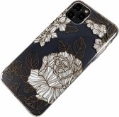 Apple iPhone 11 Pro Max - Silicone zwarte rozen zacht hoesje Amy transparant brons - Geschikt voor