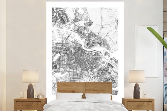 Behang - Fotobehang Stadskaart Amsterdam - Breedte 170 cm x hoogte 260 cm - Plattegrond