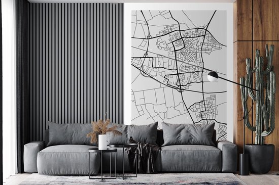 Behang - Fotobehang Stadskaart - Ede - Grijs - Wit - Breedte 195 cm x hoogte 300 cm - Plattegrond