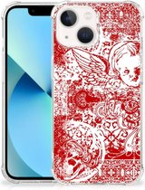 Telefoonhoesje geschikt voor iPhone 13 mini Hippe Hoesjes met transparante rand Angel Skull Red