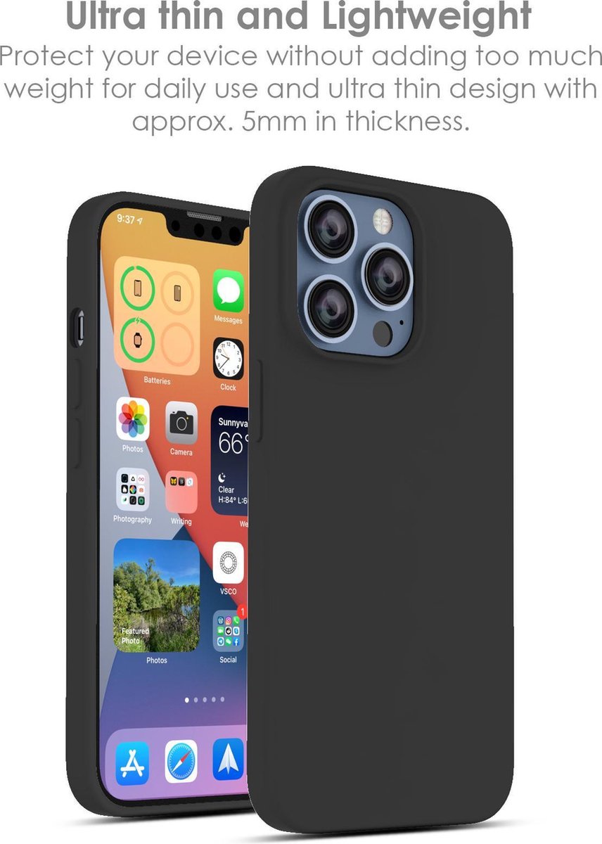 Hoesje Geschikt voor iPhone 13 Pro Max – Liquid siliconen backcover – Zwart