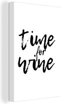 Citation de Vin Temps pour le vin sur fond blanc 60x90 cm - Tirage photo sur toile (Décoration murale salon / chambre)