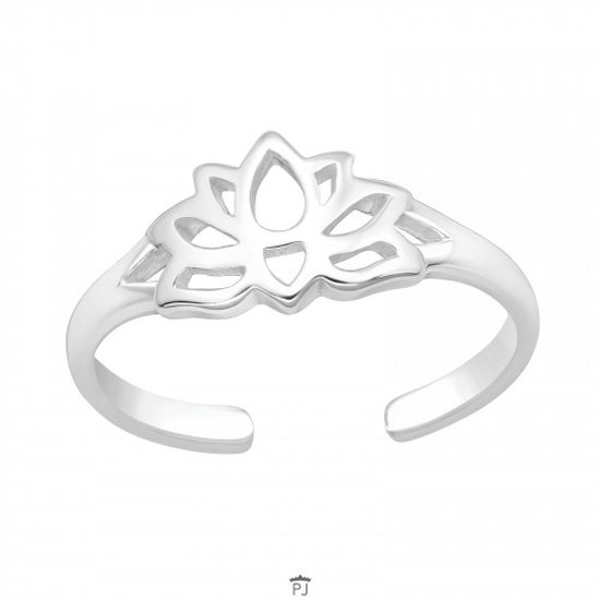 Teenringen | Zilveren teenring, opengewerkte lotusbloem
