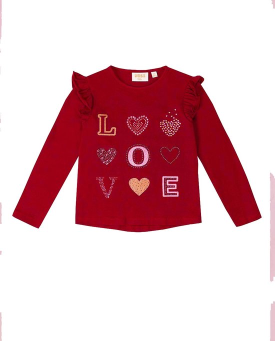 RODE TSHIRT MET LEUKE PRINT EN PARELTJES