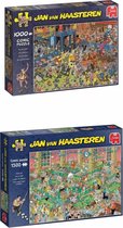 Jan van Haasteren Puzzelbundel - 2 stuks - Rollerdisco 1000 stukjes & Krijt op Tijd! 1500 stukjes