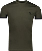 Fred Perry T-shirt Groen Aansluitend - Maat XXL - Heren - Herfst/Winter Collectie - Wol