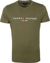 Tommy Hilfiger - Logo T-shirt Donkergroen - XL - Modern-fit
