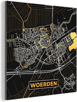 Décoration murale Métal - Peinture Aluminium Industriel - Carte - Woerden - Or - Zwart - 90x90 cm - Dibond - Photo sur aluminium - Décoration murale industrielle - Pour le salon/chambre