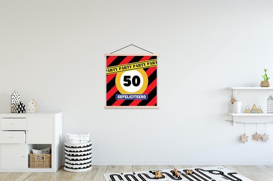 Porte-affiche avec affiche - Affiche scolaire - Anniversaire - Décoration 50 ans - Anniversaire - 60x60 cm - Lattes vierges