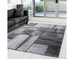 Tapijtenloods Parma Design Vloerkleed Zwart / Grijs Laagpolig- 80x150 CM