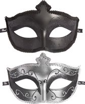 Masks on Masquerade Mask Twin Pack - Black/Silver - Masks