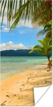 Poster Strand en palmbomen bij de San Blas-eilanden bij Panama - 20x40 cm