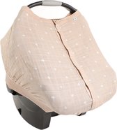 Little Unicorn - Premium 100% Katoen Baby Autostoel Zonnekap - stille magneetsluiting - luchtdoorlatend hoes - maxicosi zonnescherm - Taupe Cross