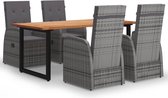Decoways - 5-delige Tuinset met kussens poly rattan grijs