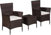 Decoways - 3-delige Bistroset poly rattan bruin