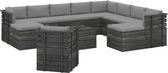 Decoways - 12-delige Loungeset pallet met kussens massief grenenhout