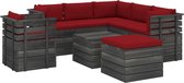 Decoways - 8-delige Loungeset met kussens pallet massief grenenhout