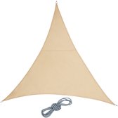 Relaxdays Schaduwdoek driehoek - zonnewering - van PES - uv-bescherming - zandkleur - 3 x 3 x 3 m