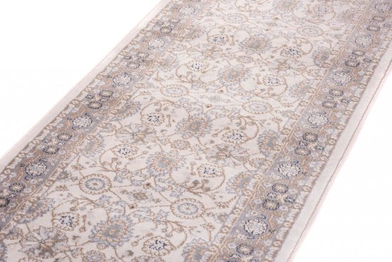 Tapiso Colorado Tapijt Loper Creme Bloemenprint Woonkamer Slaapkamer Hal Maat - 80x1400