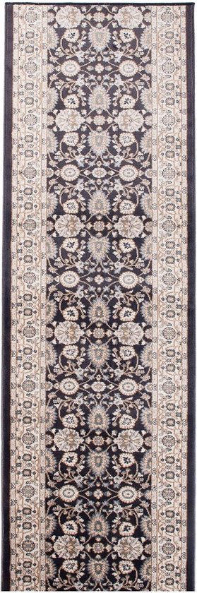 Tapiso Colorado Carpet Runner Anthracite Floral Print Salon Chambre Couloir Taille - 70x400