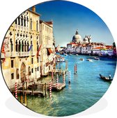 Canal à Venetië Cercle mural aluminium ⌀ 120 cm - tirage photo sur cercle mural / cercle vivant / cercle jardin (décoration murale) XXL / Groot format!