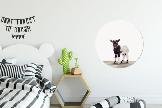 Cercle mural - Aluminium - Animaux - Chèvre - Zwart - Wit - ⌀ 60 cm