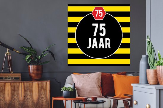 Stickers muraux - Film autocollant - Anniversaire - Décoration - 75 ans - 100x100 cm - Film adhésif - Stickers muraux muraux Chambre d'enfant - Papier peint autocollant XXL - Papier peint autocollant - Film autocollant