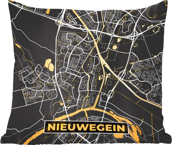 Sierkussen - Kaart Nieuwegein - Goud - 60 Cm X 60 Cm