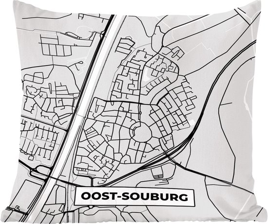 Sierkussen - Stadskaart Oost-souburg - Multicolor - 50 Cm X 50 Cm