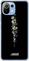 6F hoesje - geschikt voor Xiaomi Mi 11 Lite -  Transparant TPU Case - White flowers in the dark #ffffff