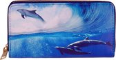 Portemonnee met 3 dolfijnen in een golf - 19,5x10cm